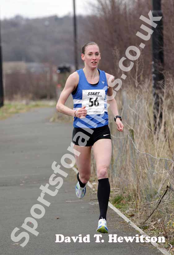 Laura Weightman (Morpeth) leads the senior womens Elswick Road Relays.